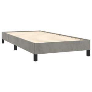 vidaXL cadru de pat light grey din catifea 100x200 cm, cadru de pat simplu cu bază cu lamele, cadru de pat tapițat, cadru de pat modern, mobilier pentru dormitor - Mobiliere
