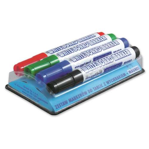GRANIT Táblamarker készlet, 2-3 mm, kúpos, mágneses tolltartóval, GRANIT "M460", 4 különböző szín 31670195