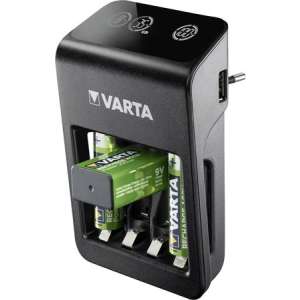 VARTA Batterieladegerät, AA/AAA/9V, 4xAA 2100 mAh, LCD-Anzeige, VARTA "Plug" 31670331 Akkuladegeräte