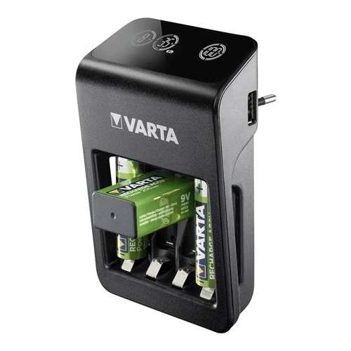 VARTA Batterieladegerät, AA/AAA/9V, 4xAA 2100 mAh, LCD-Anzeige, VARTA "Plug"