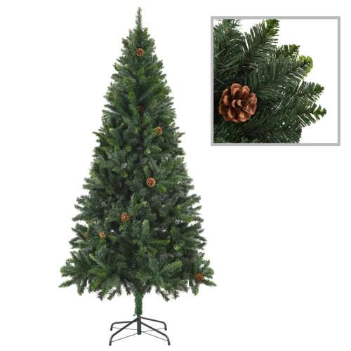 vidaXL 180 cm műfenyő fenyőtobozokkal, zöld, élethű, előre díszített, otthoni dekorációhoz - Otthon és kert