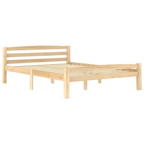 Szögletes nézet a vidaXL tömör fenyőfa ágykeretről 120x200 cm - Ágykeret