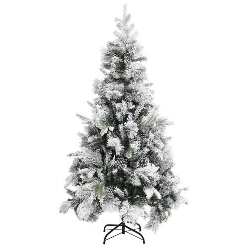 vidaXL 225 cm PVC/PE karácsonyfa hóval és tobozokkal - Műfenyő és karácsonyfa