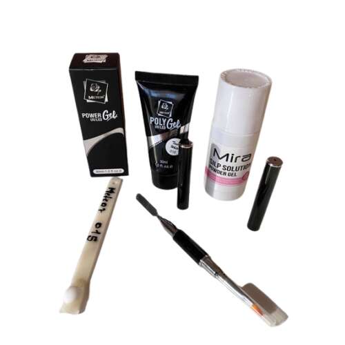 Meteor Polygél körmök építéséhez készlet ecsettel és folyadékkal, 015-ös szín