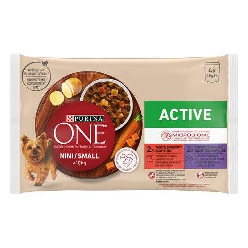 Purina ONE Mini Aktív Nedves Kutyaeledel - 4x85g