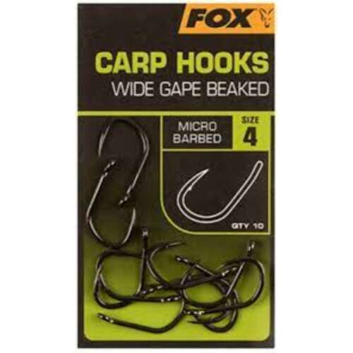 Fox Carp Hooks Wide Gape # 4 Black