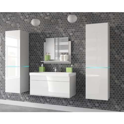 Venezia Alius A31 fürdőszobabútor szett + mosdókagyló + szifon, magasfényű fehér