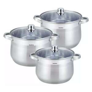 Klausberg 6-teiliges Topfset aus Edelstahl mit gehärteten Glasdeckeln - Töpfe