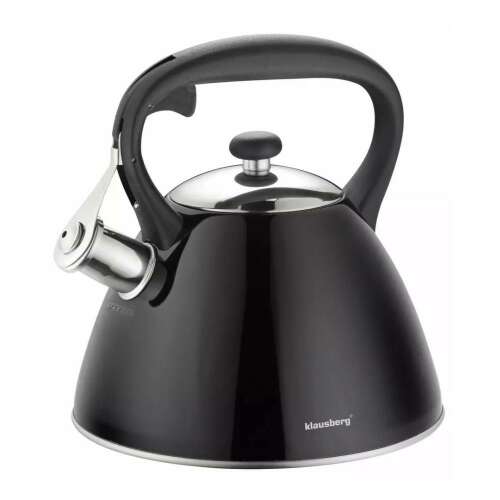 Ceainic Klausberg cu fluier negru, capacitate 3L, din oțel inoxidabil