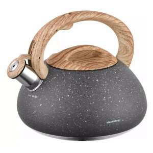 Ceainic Klausberg 2,7L cu fluier, cu mâner din lemn, finisaj gri granit - Ceai & Accesoriu pentru prepararea ceaiului