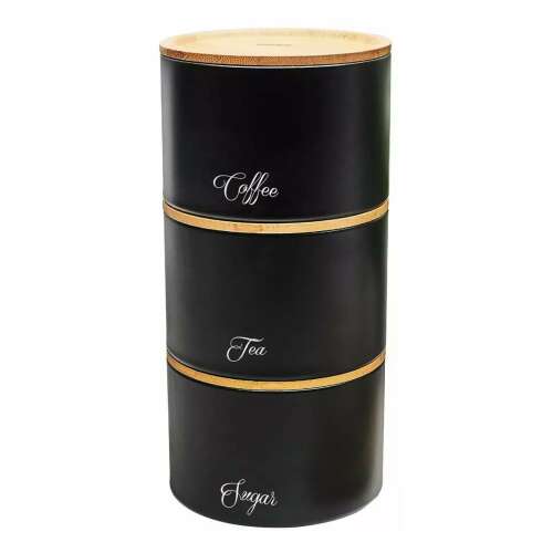 Klausberg Zestaw Pojemników na Przyprawy i Herbatę - 3 szt. - Czarny