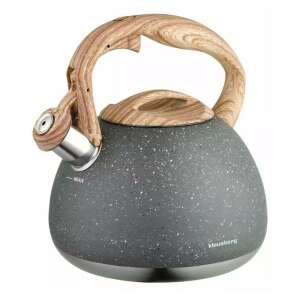 Ceainic Klausberg de 2,8L cu fluier, gri cu mâner din lemn - Ceai & Accesoriu pentru prepararea ceaiului