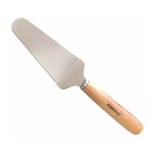 Kinghoff pizza szervírozó lapát fa nyéllel, rozsdamentes acél, 27 cm