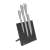 Magnetyczny uchwyt na noże Kinghoff z trzema nożami, czarny wygląd granitu, przechowywanie w kuchni