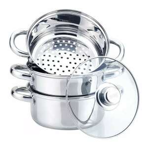 Set de oale cu aburi Kinghoff din oțel inoxidabil, 5 piese, cu capac din sticlă, diametru 20 cm - Kinghoff