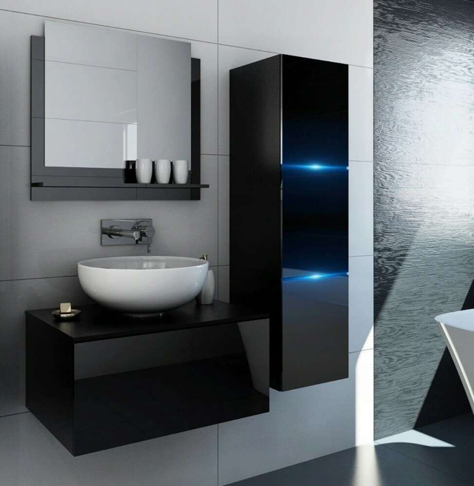 Venezia Like I. fürdőszobabútor szett + mosdókagyló + szifon. fényes fekete
