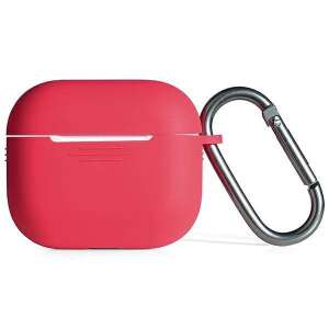 Piros szilikon tok AirPods 3-hoz karabinerrel - Beline