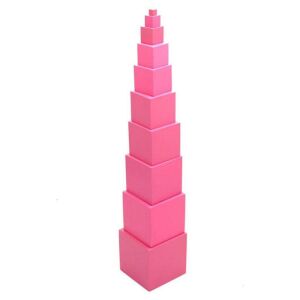 Turnul Roz Montessori, 10 cuburi de lemn pentru discriminarea dimensiunilor și abilități motorii fine - Jocuri de constructie - Lego