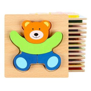 Magasított puzzle - maci, wooden bear puzzle for toddlers, educational toy - Baby Puzzle
