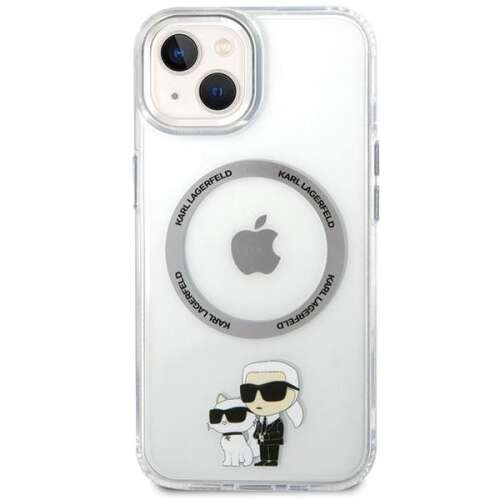 Elölnézet Karl Lagerfeld iPhone 13 MagSafe tok Karl és Choupette mintával
