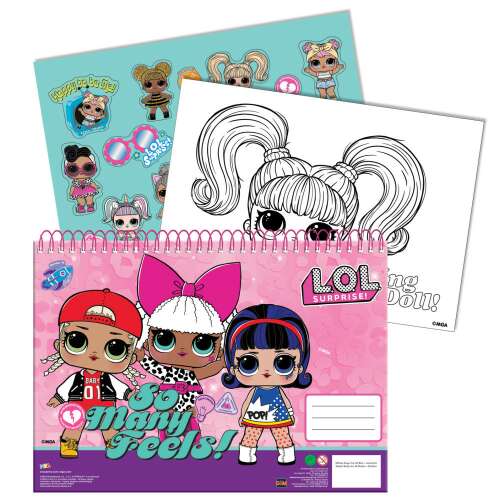 Bloc de desen A4 spirala, LOL Surprise Many Feels, 40 foi si stickere Roz 61695548