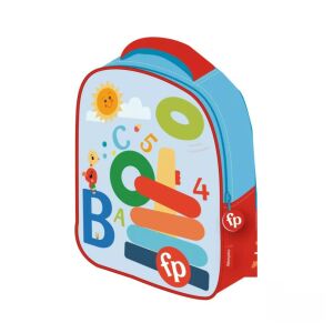 Fisher-Price ABC Ovis Rucksack, 28cm, hellblau mit ABC-Design, schräge Ansicht - Mattel