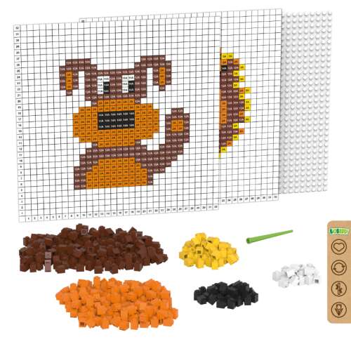 BiOBUDDi Pixel & Create Mosaik-Set, Löwe und Hund Design, Hund-Design mit allen Teilen