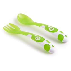 Zöld Munchkin villa és kanál készlet kisgyermekeknek - Gyerek evőeszköz