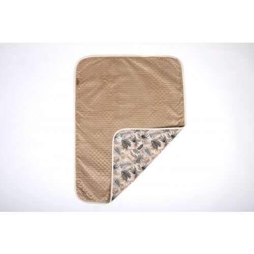 Incababy Deep Nature L babatakaró, bézs színű pálmalevél mintával, egyik oldala minky plüss, a másik pamut