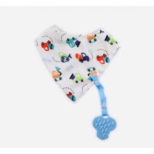 Baby Care fiús nyálkendő levehető rágókával, autós mintával - Nyálkendő