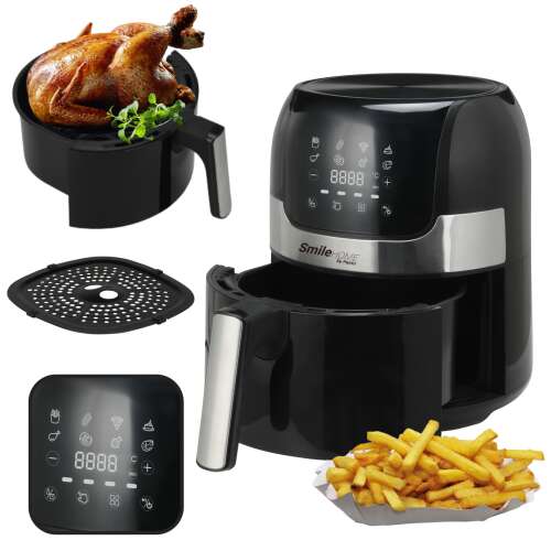 Friteuză cu aer cald SmileHOME cu pui și cartofi prăjiți