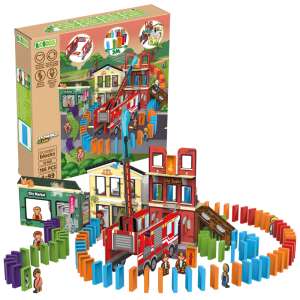Set de construcție BiOBUDDi Domino City, 166 de piese, pentru copiii cu vârsta de 4-99 de ani, ecologic, durabil, fabricat în Olanda - Jocuri de constructie - Lego