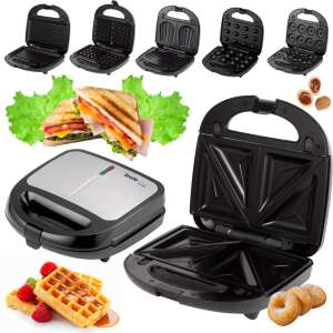 SmileHOME 6in1 Sandwich Oven with interchangeable sheets 850W #silver-black