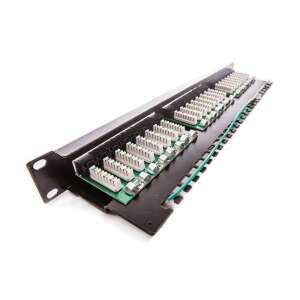 KELine Cat5e Patch Panel, 19 hüvelykes, 110/LSA csatlakozókkal, fekete - Keline