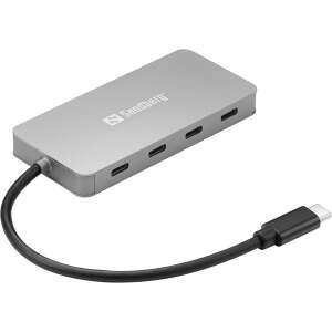 Sandberg USB-C 4 x USB-C hub, 136-41, ezüst, 4 port - Sandberg