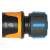 Fiskars hose connector with stop function, black, blue, orange