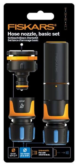 Fiskars 1027091 tömlőcsatlakozó Fekete, Kék, Narancssárga 3 dB