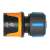 Fiskars Schlauchanschluss mit Stoppfunktion, schwarz, blau, orange