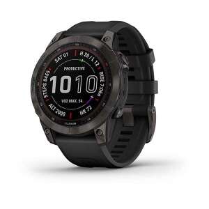 Garmin Fenix 7 Sapphire Solar Smartwatch grau DLC Titan mit schwarzem Silikonband (010-02540-21) 61729904 Smartwatches