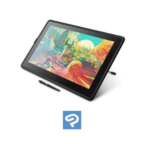 Wacom Cintiq 22 digitális rajztábla, fekete, tollal és állvánnyal, digitális művészethez és tervezéshez