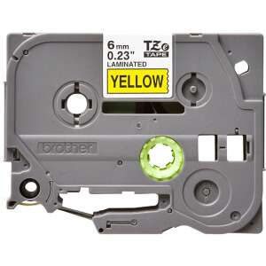 Brother TZe-611 6mm Black on Yellow Laminated Tape Cassette - Brother Label Maker and Tape