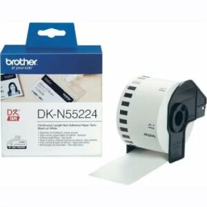 Brother DK-N55224 Continuous Length Non-Adhesive Paper Tape, 54mm x 30.48M, Black on White - Label Maker and Tape
