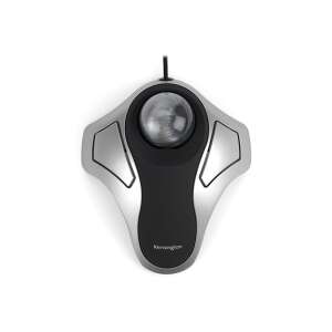 Kensington Orbit Optical Trackball mouse, silver and black, top view - Peripheral