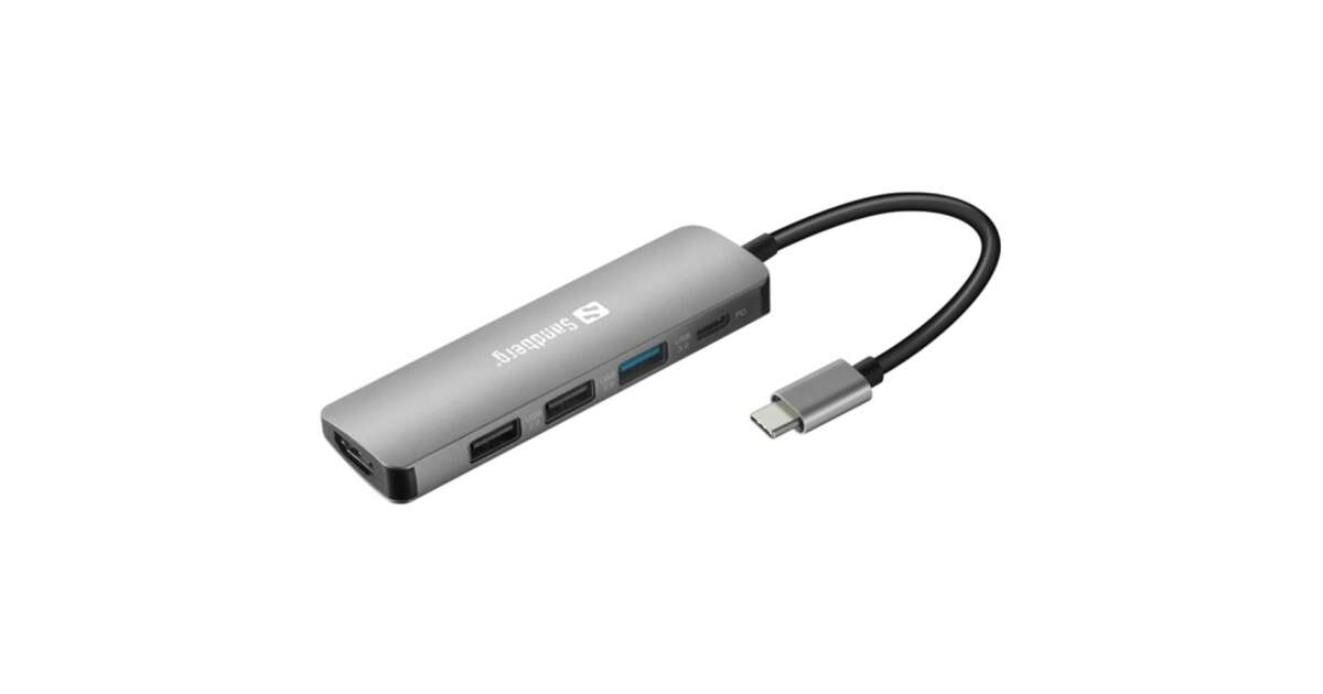 Sandberg 136-32 laptop-dockingstation & portreplikator Kabelgebunden USB 3.2 Gen 1 (3.1 Gen 1) Type-C Grau (136-32) 61740211