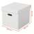 Esselte Home cube storage box, white, geometric pattern, dimensions