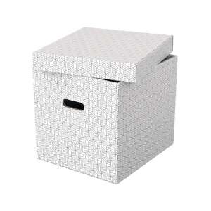 Esselte Home cube storage box with lid, white, geometric pattern - Storage & organization