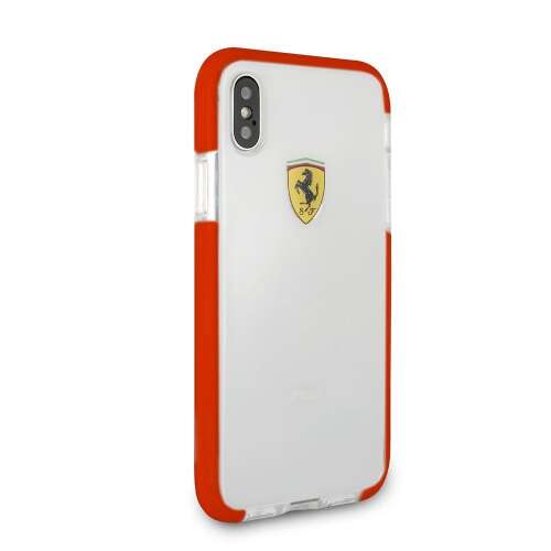 Ferrari iPhone X tok, átlátszó piros szegéllyel, a Ferrari logóval - Műszaki cikk és elektronika