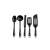 Tefal Bienvenue 5 piece kitchen utensil set, black, includes spatula, slotted spatula, pancake turner, spoon, ladle