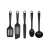 Tefal Bienvenue 5 piece kitchen utensil set, black, includes spatula, slotted spatula, pancake turner, spoon, ladle
