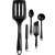 Tefal Bienvenue 5 piece kitchen utensil set, black, includes spatula, slotted spatula, pancake turner, spoon, ladle